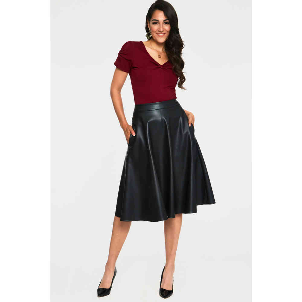 Voodoo Vixen - Rhiannon Bow VNeck Top - Burgundy